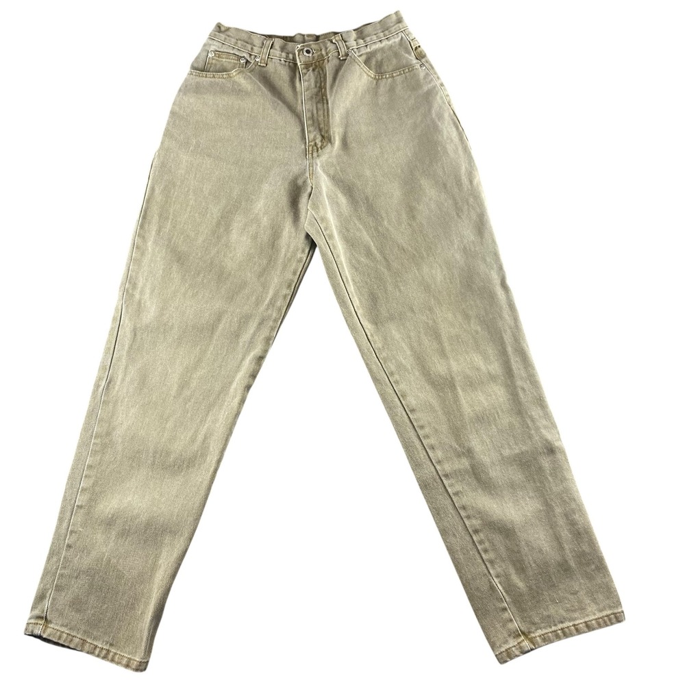 L.A. Blues Vintage High Waisted Straight Leg Jeans Tan Olive Wash 12 Average